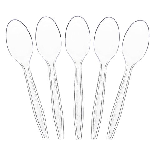 Plasticpro Clear Plastic Tea Spoons Disposable Cutlery Utensils 100 Count