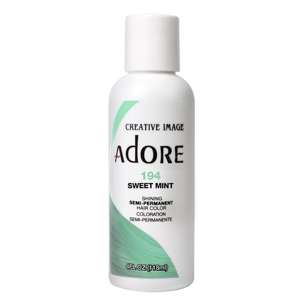 Adore Semi Permanent Hair Color - Vegan and Cruelty-Free Green Hair Dye - 4 Fl Oz - 194 Sweet Mint (Pack of 1)