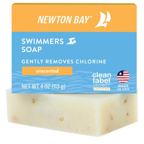 Newton Bay Swimmers Soap | All Natural Body and Face Wash Soap Bar | Gently Washes Away Chlorine After Swimming | Revitalizes Sensitive Skin | Single 4 Ounce Soap Bar