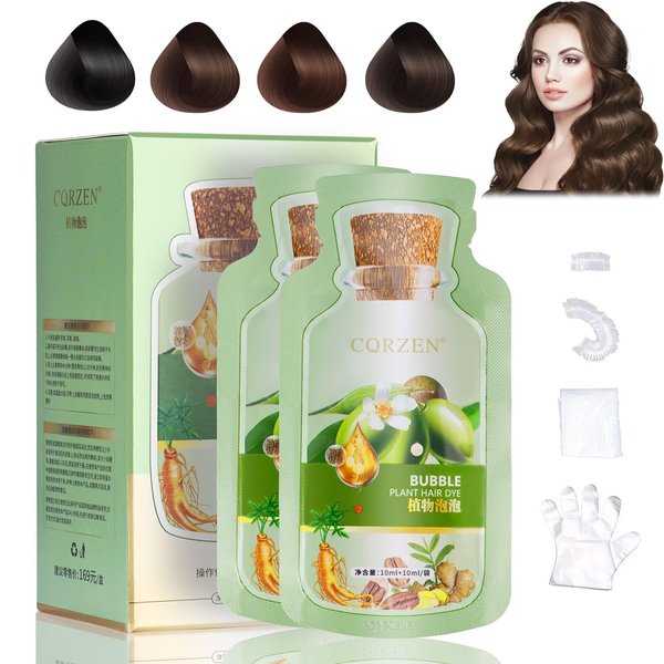 Natural Plant Hair Dye,Bubble Plant Hair Dye,20ml 10Packs/Box,Plant Hair Dye Shampoo for Dark Hair Dye for Women Men (Chestnut Brown)