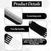 Teasing Comb for Fine Hair, 3 Pcs Barber Comb Set Includes Rat Tail Combs, Boar Bristle Hair Brush, Black Carbon Lift Teasing Combs with Metal Pick Hair Styling Tools for Men Women Salon