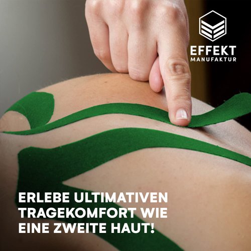 Effekt Manufaktur Kinesiology Tape Waterproof (16 ft x 2 in), 2 Rolls - Elastic Physio Tape for Muscle Support and Injury Recovery, Medical Tape, Kinetic Tape, Durable Kinesthetic Tape (Blue + Pink)