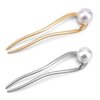 2pcs French Pearl Hair Pin, 11x2.7cm/4.33x1.06inch Metal French U Hair Pins French Twist Hair Pin Hair Sticks Gold Silver Hair Clip Hair Accessories for Women (Type1)
