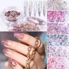 Holographic Nail Glitter Flakes Nails Supply Mermaid Powder Nail Art Decorations Shiny 3D Nail Sequins DIY Manicure Charms Design Acrylic Nails Supplies Glitter Nail Art Set (8 Boxes)