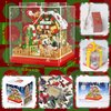 Christmas Themed Gingerbread House Building Block Set with Clear Display Box, LED, 654 Pieces Christmas Toy Set, Christmas Scene, Santa, Tree, Sled Dog, for Adult, Teen, Boy and Girl.