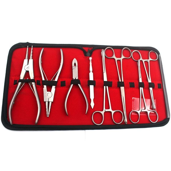 OdontoMed2011 8pc Professional Piercing Tool Kit W/Carrying Case ODM