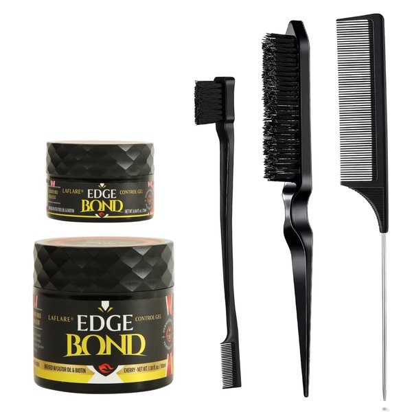 New Edge Control Wax for Women Strong Hold, Vegan, Safe for Kids and Sensitive skin, Styling Edge Control For Black Hair, Edge Gel Set (Peach)