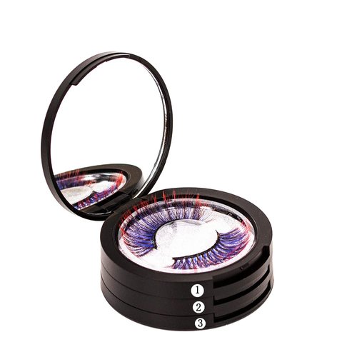 YiQiYi Eyelash Storage Box-2 Pack Eyelash Holder Case with Mirror 3Layers Circle Eyelash Box with Lash Holder Empty Makeup Case Travel for Women and Girls(Black)