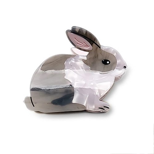 Cute Grey Bunny Hair Clips,Cellulose Acetate Hair Clips,Small Hair Clips for Girl,Hair Accessories