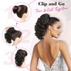 REECHO 12" Ponytail Extension, Classic Loose Curly Wavy Claw Clip Pony tails Hair Extensions Hairpieces for Women - Dark Blonde with Highlights
