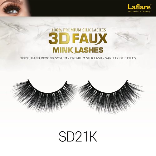 Laflare Silk Lashes 3D FAUX MINK Eyelashes, Light, Reusable, Handmade, Natural Looking, Professional Easy to Apply Eyelashes in a Knitted Style2-3 PACKS BUNDLE SPECIAL (3, SD21K)