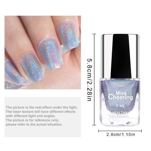 Ownest Holographic Nail Polish, Gorgeous Glossy Holographic Halo Glitter Polish Nail Art Nail Pigment Diamond Laser Nail Polish-LS01
