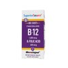 Superior Source No Shot Vitamin B12 Cyanocobalamin (1000 mcg), Folic Acid (400 mcg), Quick Dissolve MicroLingual Tablets, 60 Ct, Increase Energy, Boost Metabolism, Heart and Stress Support, Non-GMO