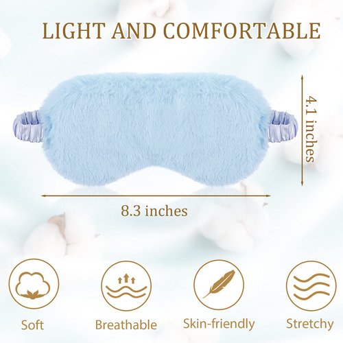 SATINIOR 6 Pieces Plush Eye Mask Soft Sleeping Blindfold Eye Cover Fluffy and Furry Eye Cover for Girls and Adult Eye Protection and Party Favors