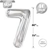 Silver 7 Balloon, Number Balloons 40 Inch, 7th Birthday Decorations for Kids Girls Boys, Silver Party Decoration for Women Men, Number 7 Balloon