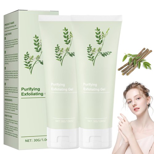 Purifying Exfoliating Gel, Exfoliating Scrub, Professional Exfoliating Gel for Deep Cleansing Face and Body Exfoliating Scrub Gel, Exfoliating Scrub Gel Suitable for All Skin Types (2PCS)