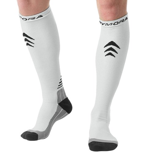 Rymora Womens, Mens, Unisex-Adult, Compression Socks Knee High Shin Splint Support Circulation Sock for Sports, Running, Cycling, Work, Pregnancy, Flight Travel - 1 Pack, White, Small