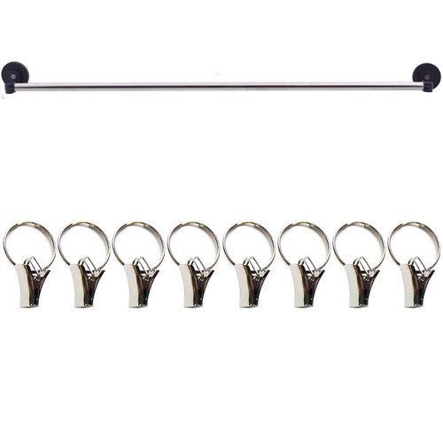 YYST Type A 39" Magnetic Curtain Rod for Metal Door,Magnetic Window Café Curtain Rod, French Door Curtain Rods Magnetic Sash Rod W 8 Clips (Black-1)