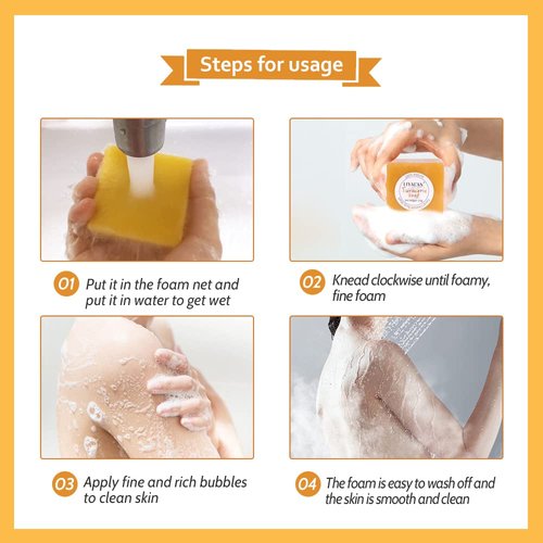 LIYALAN Turmeric Soap Bar(3.88 oz / 2 Bars) for Face & Body-Tumeric Soap,Acne, Dark Spots,Smooth Skin,Cleansing Natural Handmade Soap