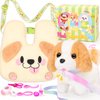 NINAOR Plush Dog Toys for Kids with Crossbody Bags, Puppy Toys Robot Dog with Leash Walking Barking Tail Wagging, Pretend Play Pet Care Cute Stuff Electronic Interactive Toddler Toys Birthday Gifts