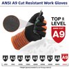 Schwer Highest Level Cut Resistant Work Gloves for Extreme Protection, ANSI A9 Working Gloves with Sandy Nitrile Coated, Touch-screen Compatible, Durable, Machine Washable, Hi- Vis Orange 1 Pair（L）