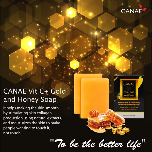 CN CANAE Face Moisturizer Facial Soap Bar with Vit C + Gold Honey Natural Anti Wrinkle & Aging Remover for Dry Skin and Pore Tightener, 1.7 oz
