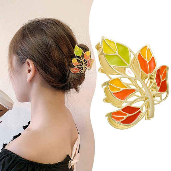 Fall Hair Clips Thanksgiving Hair Claw Clips Thanksgiving Hair Accessories Maple Leave Hair Clamps Strong Hold Hair Non-slip Hair Barrettes for Women Girls Jaw Hair Catch