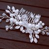 JIALWSJWAN Bridal Hair Comb Clip Pin Rhinestone Pearl Wedding Hair Accessories for Engagements, Christenings, Parties, and Proms，Silver