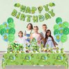 Turtle Party Decorations - Including Turtle Balloons, Happy Birthday Banner, Cake Topper, and Green Tablecloth for Under the Sea Party Decorations Turtle Birthday Party Supplies