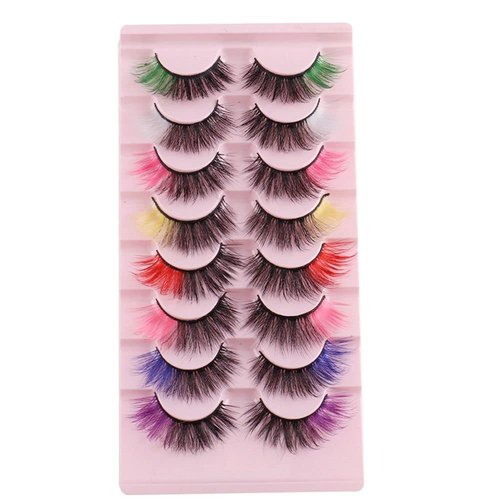 Andy's Orchids False Eyelashes, Colored False Eyelashes 8D Mink Lashes Natural False Eyelashes Stage Performance Makeup Eyelashes Pack, 8 Pairs