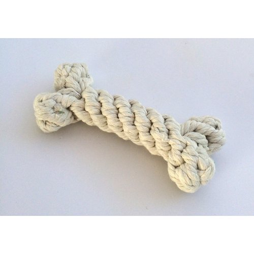 100% White Cotton Braided Rope Bone Toy, Machine wash Gentle and air Dry, Natural Color, Ultra-Strong, Durable and Flexible Weave Helps Floss and Clean Teeth and Makes Fun. Size: OD 3.5,15.5cm 75g
