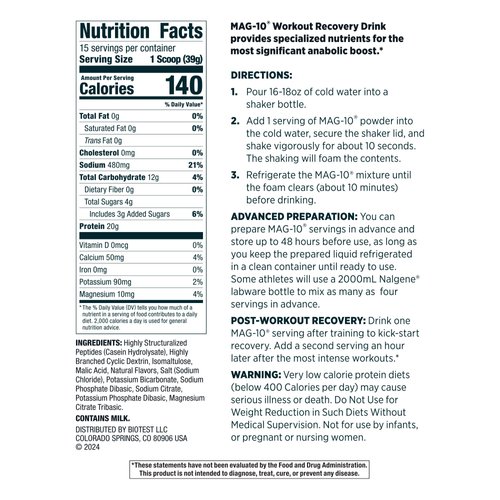 MAG-10 Recovery Drink Mix - Fast-Absorbing Peptides & Cluster Dextrin for Muscle Gains, Quick Recovery & Peak Performance - 15 Servings, Lemon (1.29 lb)