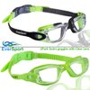 EverSport Kids Portable Swim Goggles, Pack of 2 Swimming Goggles for Children Teens, Anti-Fog Anti-UV Youth Swim Glasses Leak Proof for Age4-16, Green/Black & Green