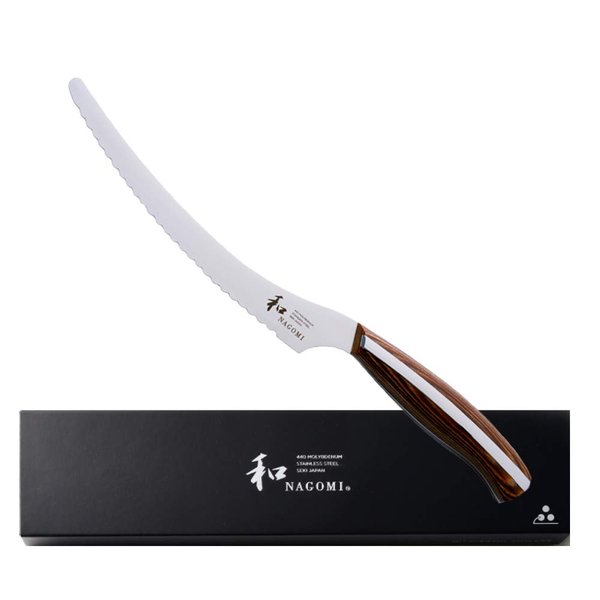 NAGOMI] 6 inch Serrated Cake Knife - Made in Seki, Japan - Blade in 440A and Comfortable Pakkawood Handle - Japanese Sharp Knife