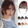 HH FASHION Clip in Bangs - 100% Human Hair Bangs Clip in Hair Extensions Dark Brown Wispy Bangs, Clip on Air Curtain Bangs Fringe With Temples Hairpieces Curved Bangs For Women Daily Wear