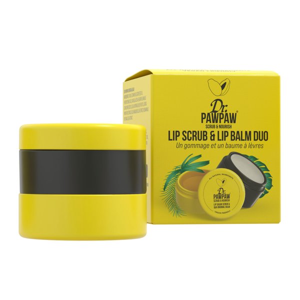 Dr.PAWPAW Scrub & Nourish Lip Scrub and Balm Duo with Papaya, Aloe Vera and Olive Oil, 100% Natural Two Step Treatment (50 ml)