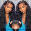 13x4 Glueless Wigs Human Hair Pre Plucked Pre Cut Deep Wave Lace Front Wig Human Hair with Baby Hair 180% Density Human Hair Lace Front Wigs for Women 22 Inch Natural Black
