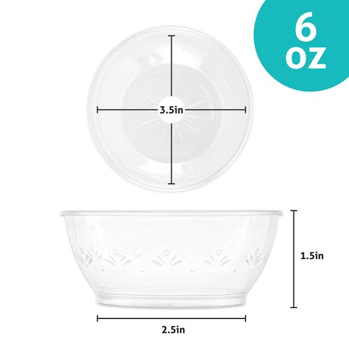 PLASTICPRO 6 oz Hard plastic Desert Bowls - Ice cream Bowls premium Quality Disposable Clear Bowl Pack of 20