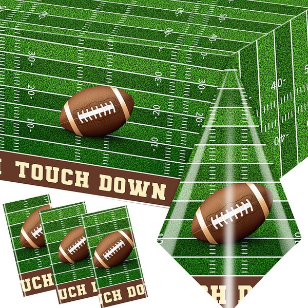 Gupesxu 3 Pack Football Tablecloths,Football Birthday Decorations Disposable Rectangular Touchdown Table Cover for Football Baby Shower Decorations
