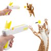 Mity rain Cat Toy, 2-in-1 Interactive Exercise Toy for Indoor Cats, Switchable Ball and Feather Launcher Gun, Yellow ABS, 741 Model, Portable, Lightweight