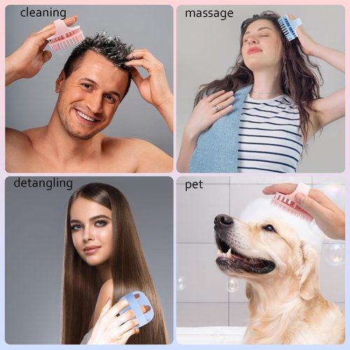 DUAIU Hair Oil Applicator with 2PCS Hair Scalp Massager, Silicone Root Comb Applicator Bottle and Silicone Shampoo Brush Set, Scalp Scrubber Hair Oil Bottle for Hair Dye and Hair Care