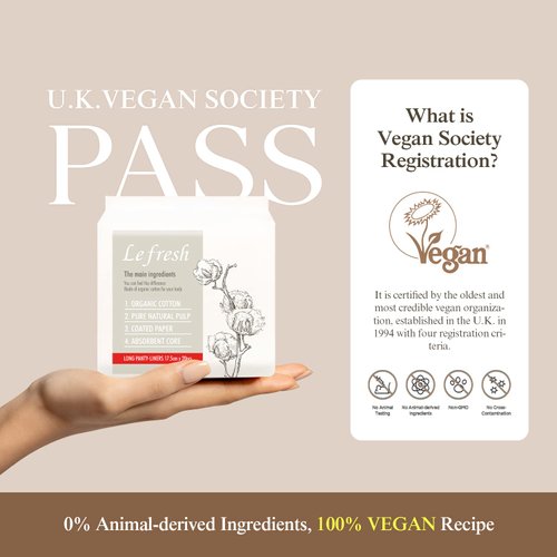 Lefresh Organic Cotton Cover Panty Liners | Long,40 Count | Unscented - Vegan - Chlorine Free - Daily Feminine Pads - Light Absorbency