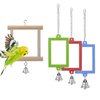 Wontee 4 PCS Bird Mirror with Bell Parrot Hanging Interactive Playing Toy for Cockatiel Parakeets Canaries Budgie Cage Accessories