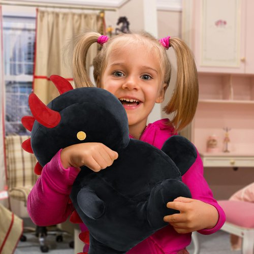 Ditucu Cute Dinosaur Plush Halloween Dino Stuffed Animals Plushies Toys Super Soft Dolls Birthday Gifts for Kids Girls Boys Black 12 inch