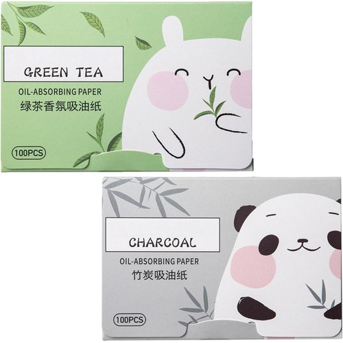 200 Sheets Oil Absorbing Sheets for Face, Makeup Blotting Paper Oil Blotting Sheets, Oil Blotting Sheets for Face Soft Oil Unisex Blotting Papers for Oily Care (Green tea+Bamboo charcoal)