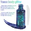 Body Glitter Gel,30ML Holographic Face Adhesive Mermaid Sequins Body Chunky Glitter Powder Liquid Lotion for Women Hair,Festival Carnival Makeup,Girls Stage,Rave Accessories - Peacock