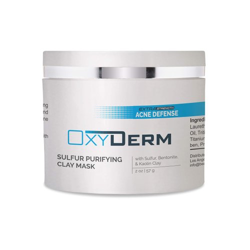 Sulfur Purifying Clay Mask- Deep Pore Cleansing Treatment. Clears Away Acne Blemishes, Clogged Pores, Scars, Oily Skin, Whitehead & Blackhead Pimples for Face & Body with Natural Healing.