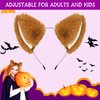 Pedenty Cat Fox Ears Headband for Women Girls, Halloween Cosplay Cat Costume Faux Fur Ears Headbands Hair Accessories for Adult Kids (Camel)…