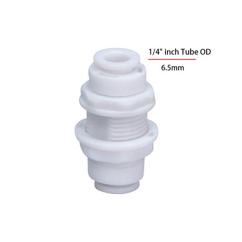 ITIGER 1/4" Bulkhead for Reverse Osmosis Water Filter,NSF Certified Plastic Push to Connect RO Fittings(pack 10)