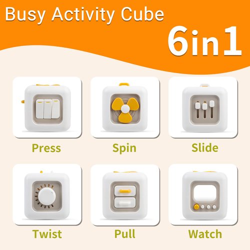 UMEILE Montessori Busy Cube for Toddlers 1-3,Car Travel Toys Busy Board Activity Cube,Learning Stocking Stuffers Educational Birthday Gifts Sensory Baby Toys 12-18 Months